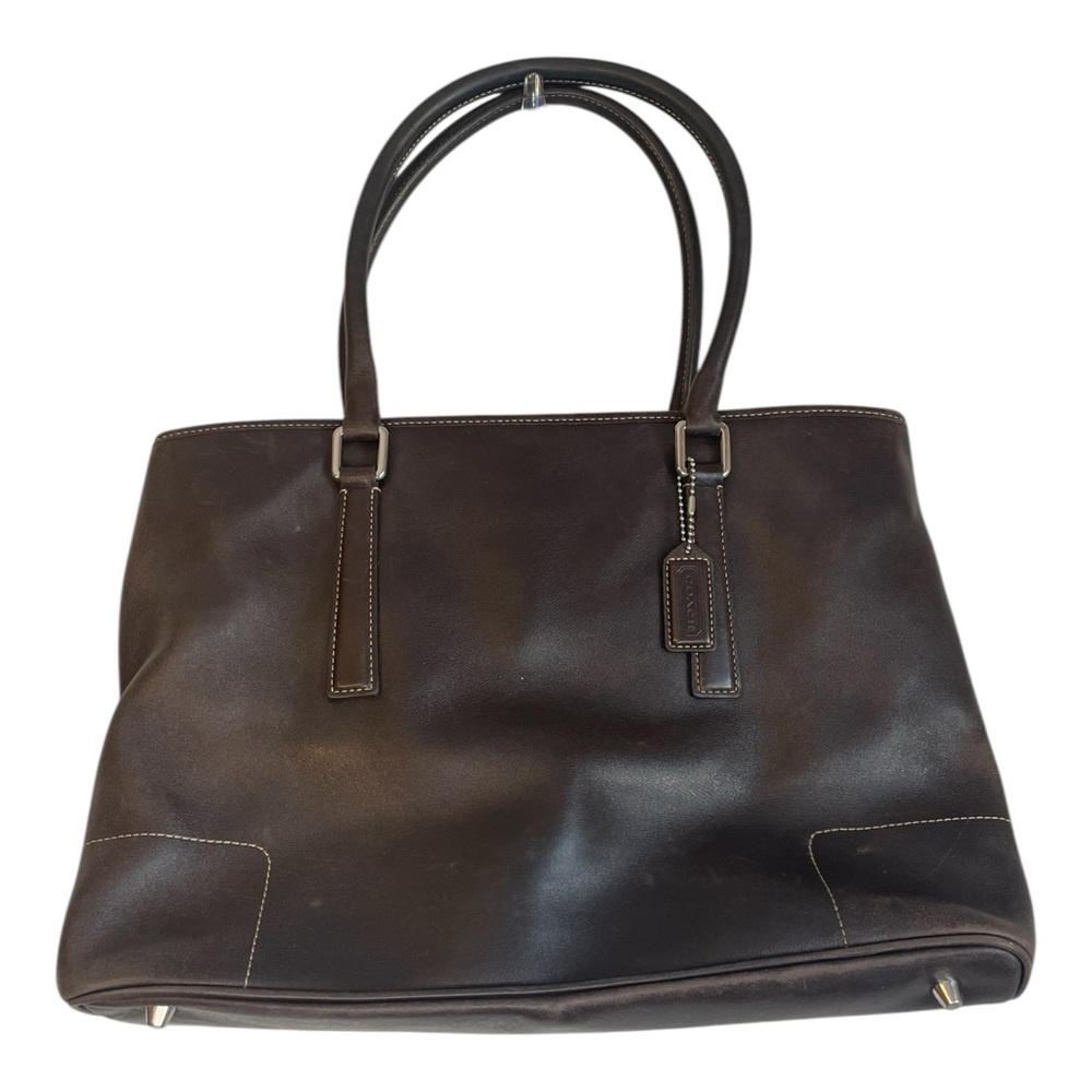 Coach Chocolate brown Hampton Smooth leather tote/laptop carryall bag